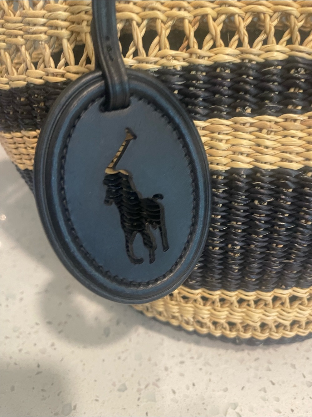 Ralph Lauren Black and Natural Striped Woven Tote - Picture 5 of 7